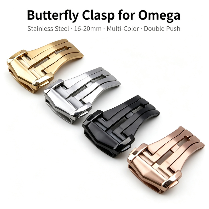 Butterfly Clasp Deployant - Roestvrijstalen vlindersluiting voor Omega 16-20 mm,